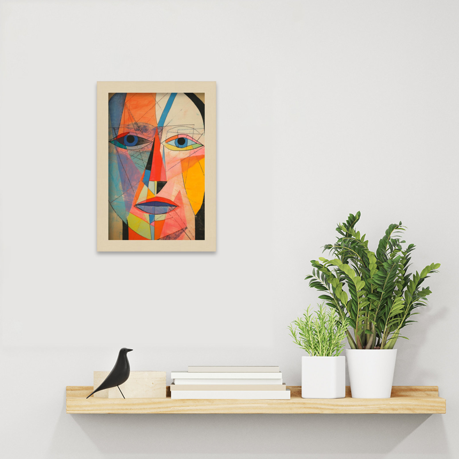The Face Print by Treechild, 13" H x 9" W, Brown