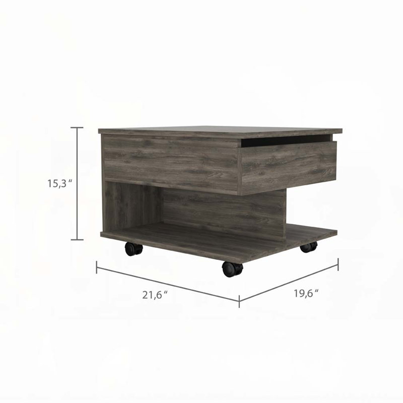 Table basse à 1 tablette et 1 tiroir brun foncé