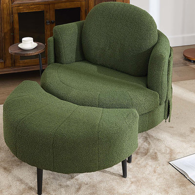 [Nouveauté] Canapé simple de 42,5 po, table d'appoint une pièce, avec repose-pieds en forme de représentant, repose-pieds mobile, petit salon, bureau, appui-tête amovible, accoudoirs enveloppants, tissu en velours d'agneau, vert