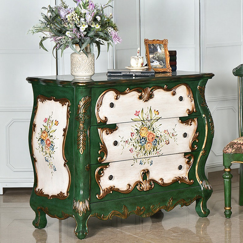 Vintage Hand-Painted Three-Drawer Accent Chest