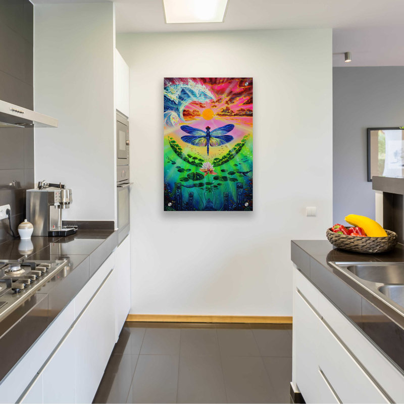 «Red Dragon» par Jan Kasparec, art mural en verre acrylique, H 36 po x l 24 po x P 0,2 po