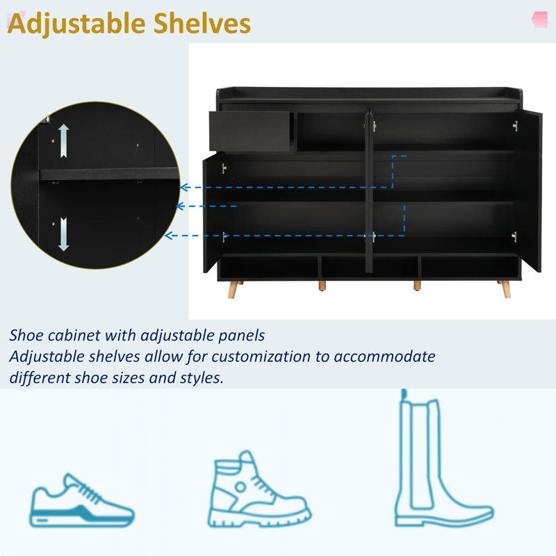 22 Pair Shoe Storage Cabinet, Black