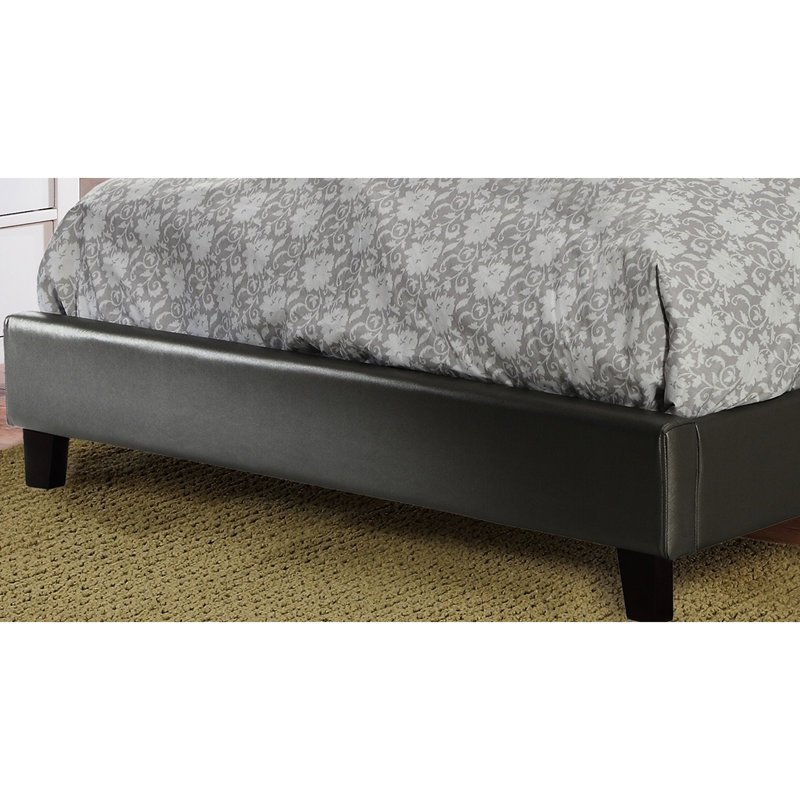 Lit double contemporain en similicuir argenté avec tête de lit tapissier pour chambre à coucher de style contemporain