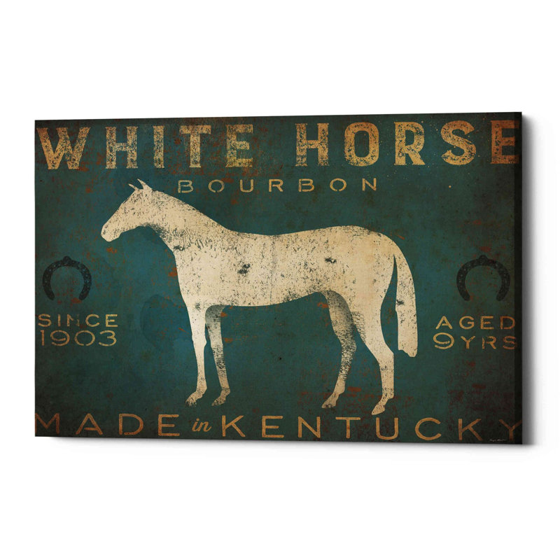 "Cheval blanc avec mots" par Ryan Fowler - impression sur toile tendue