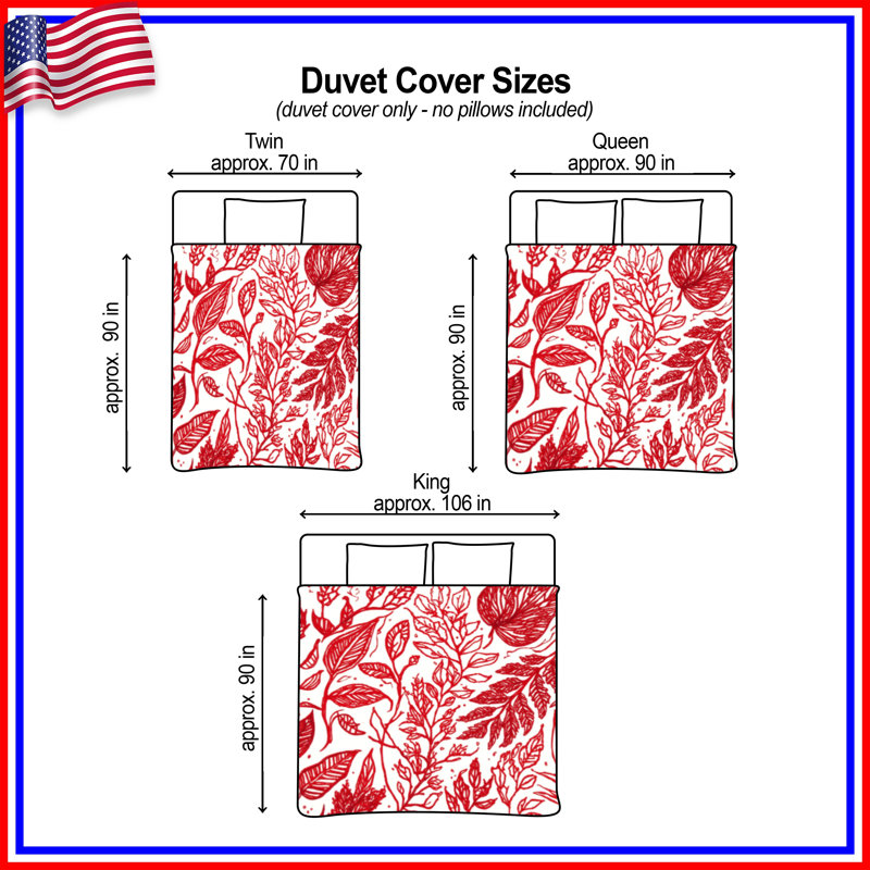Red Botanical Illustrations Duvet Covers, King
