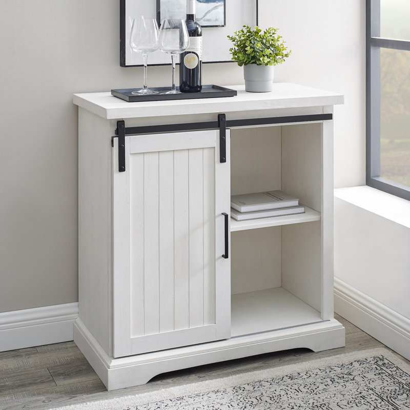 Stotfold 32" Sliding Door Accent Server, Brushed White