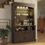 Armoire-bar 72 po avec éclairage à DEL, buffet Buffet, étagère à vin, grand étagère de rangement pour cuisine 72 po-130423167