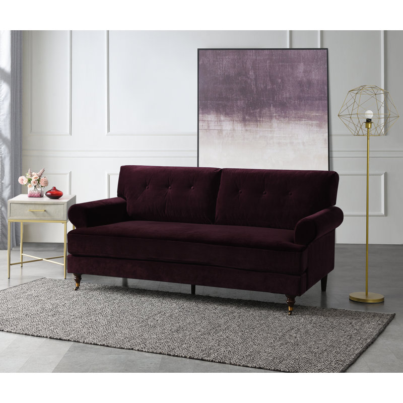Lenapah 3 Seater Velvet Rolled Arm Sofa, Damson