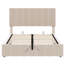 Lit plateforme tapissier beige avec amplement d'espace de rangement