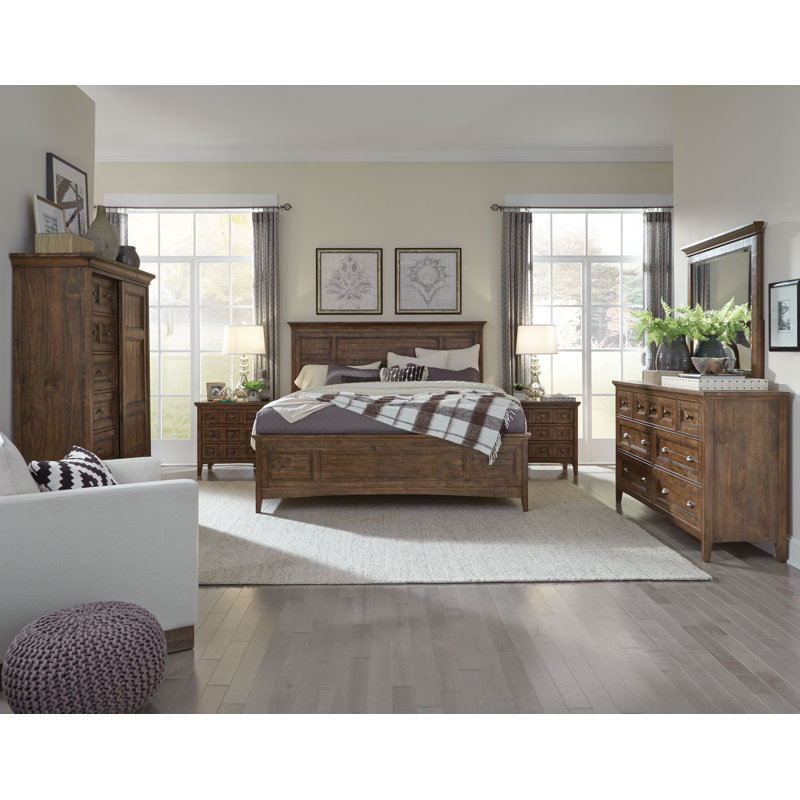Sarenac King Panel Bed With Nightstand, 2 Pcs: Bed, Nightstand, Brown, King