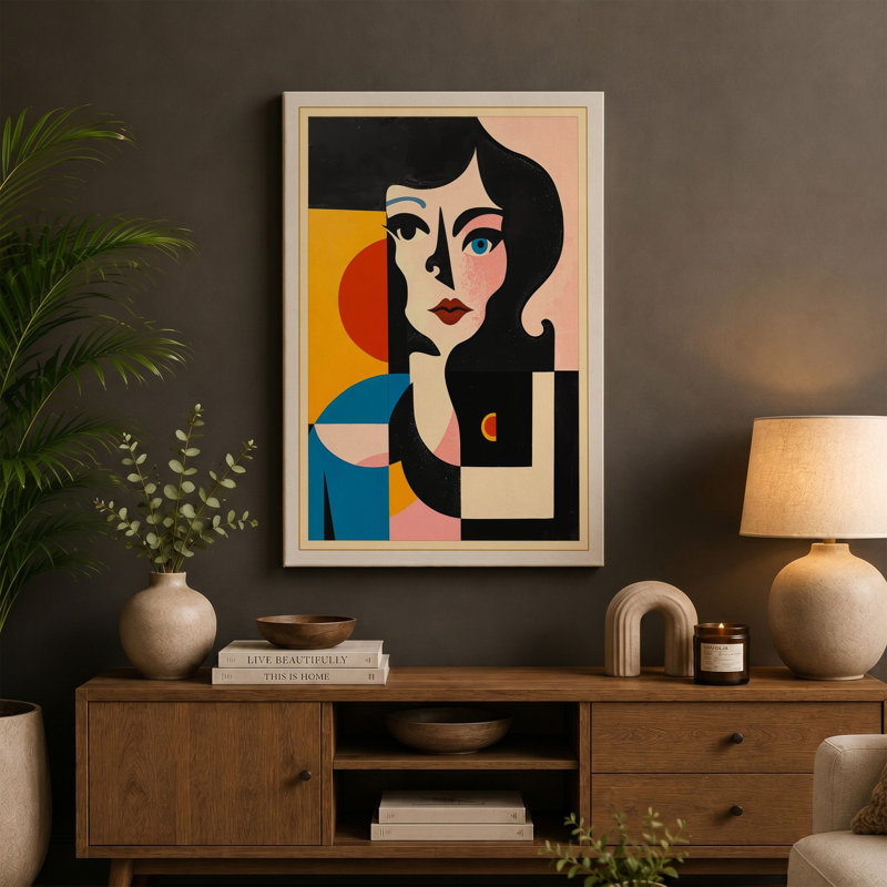 Portrait in Fragments Art Deco - Wrapped Canvas, 36x24 - 91.4 x 61.0 cm, White Border