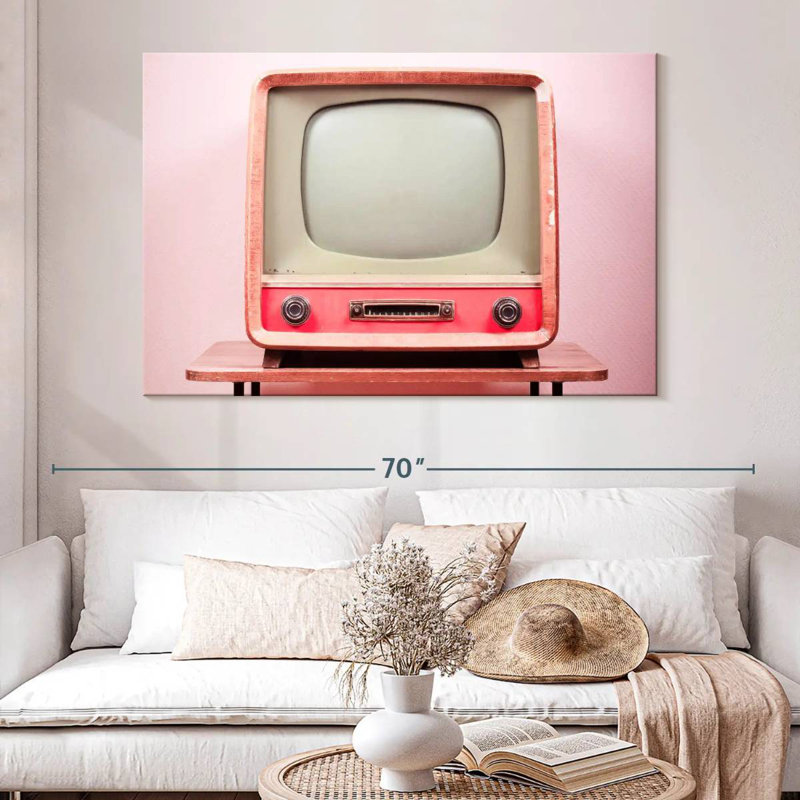 Téléviseur rose rétro Kerner, H 34 po x l 51 po