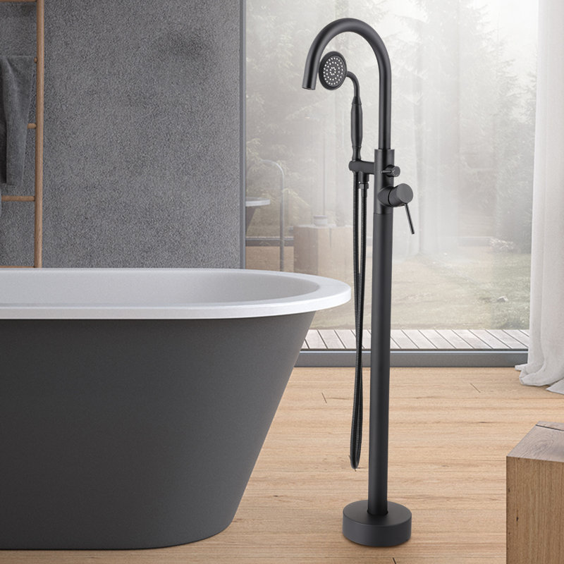 2 Handle Clawfoot Tub Faucet with Hand Shower and Diverter, Matte Black