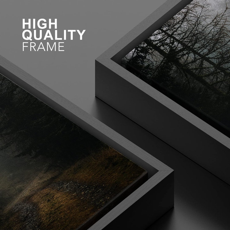 'Autumn Fall' Wall Art Print on Framed Canvas, Dark Forest, Cadre naturel flottant, H 36 po x l 24 po, Noir
