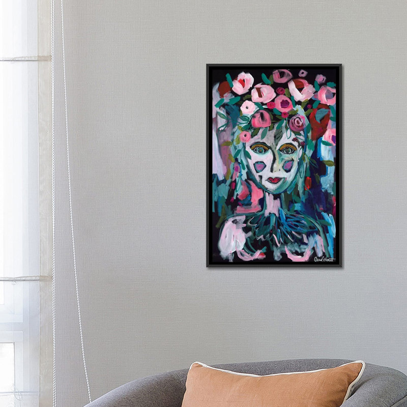 «Rose Goddess», impression sur toile, H 26 po x l 18 po x P 1,5 po, Toile avec cadre noir, Pas de tapis