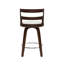 Tabouret de bar pivotant rembourré avec structure en bois Mundrae, pieds en bois d'hévéa-743875453