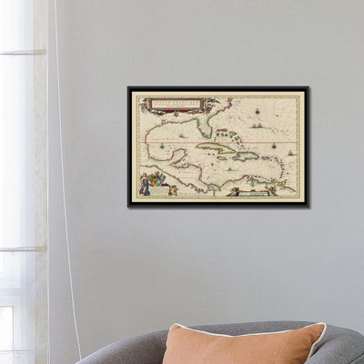 Antique Maps " West Indies, Central America, 1635 " by Unknown Artist