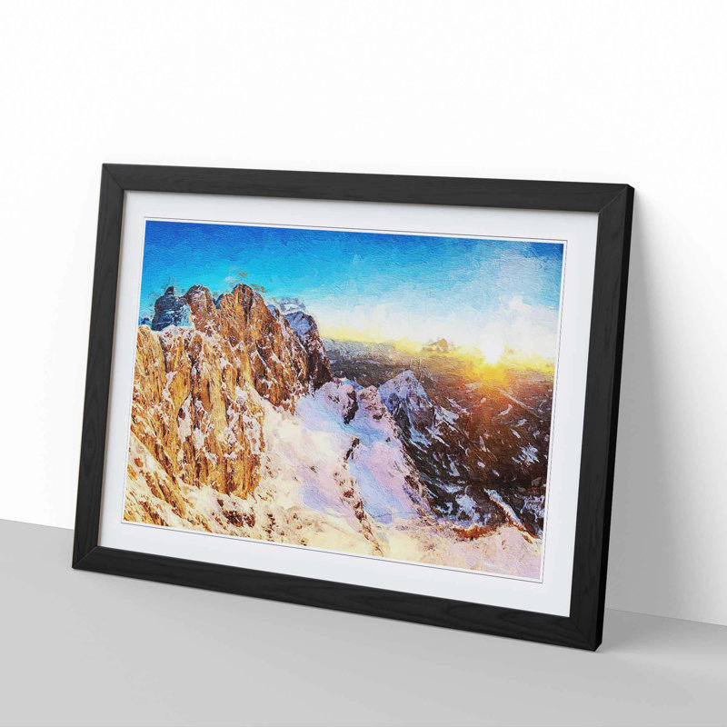 Hoher Dachstein Mountain in Austria - Picture Frame Painting Print, 36cm H x 48cm W x 2cm D, Black Framed