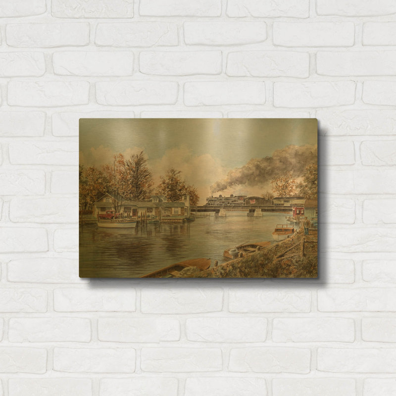 «Belle River, Ontario» par Stanton Manolakas, art mural en métal doré, 16 po x 12 po, 24"x16"
