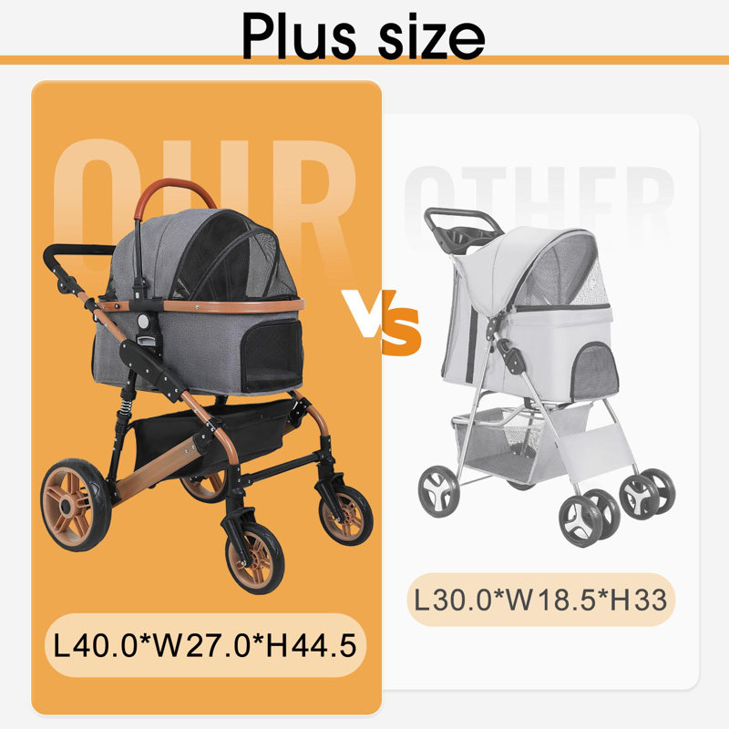 Foldable Pet Stroller, Grey