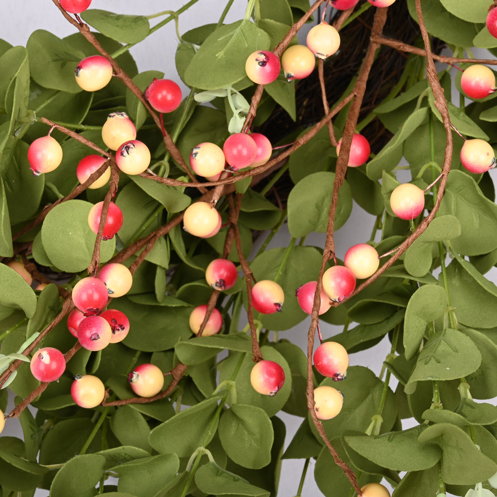 24" Handcrafted Eucalyptus and Berry Everyday Wreath, Pink/Green
