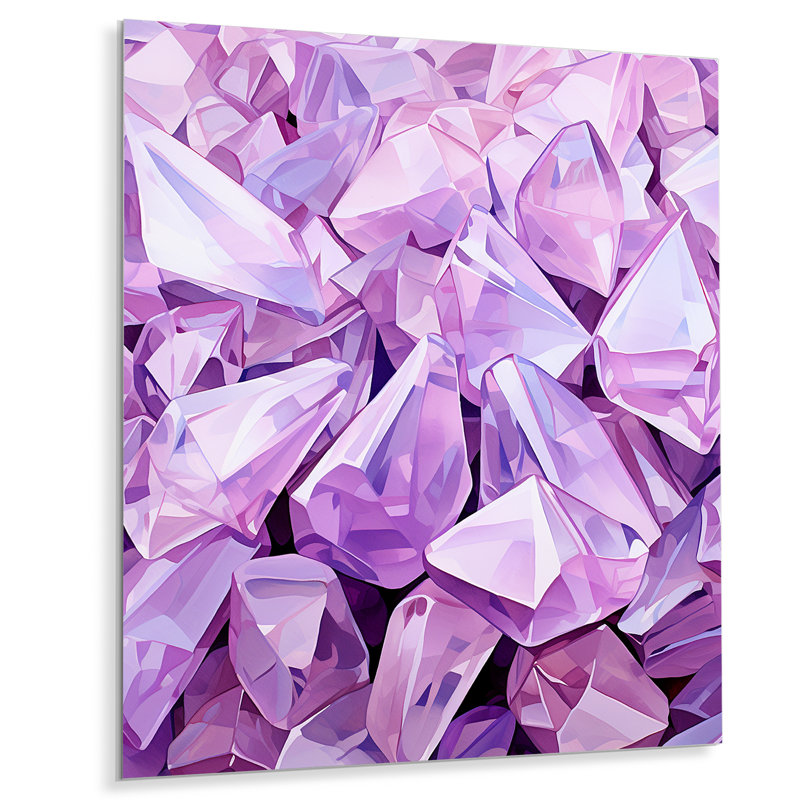 Fusion de pierres précieuses mauves - formes abstraites, art mural en métal, H 20 po x l 12 po x P 1 po