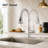 Pull‑Down High‑Arc Single‑Handle Kitchen Sink Faucet with 3‑Function Spray Head and 10‑Inch Deck Plate, Modern Kitchen Faucet,Brushed Nickel-59052246