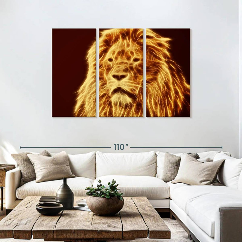 Fiery Lion Head, 48" H x 74" W