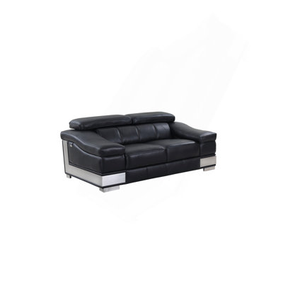 Causeuse luxueuse en cuir italien à grain supérieur avec structure de qualité supérieure et rembourrage confortable, idéale pour se détendre avec style.