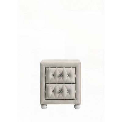 Table de chevet beige en tissu