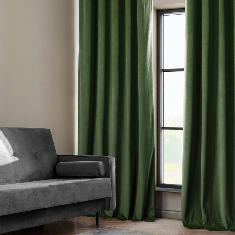 Matra Room Darkening Rod Pocket Single Curtain Panel, Eden Green, 100" W x 96" L