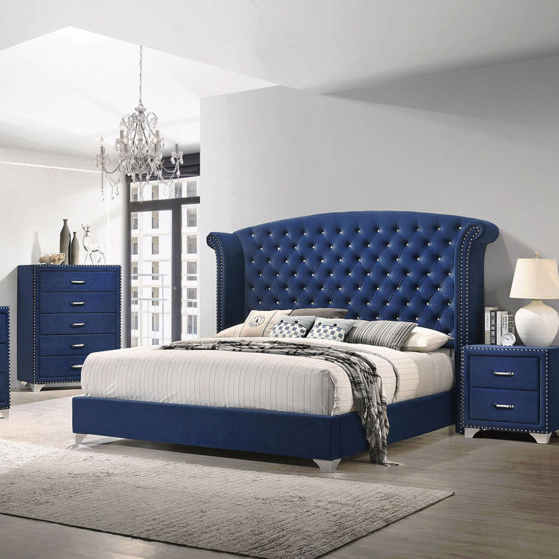 Commode rembourrée 6 tiroirs, Bleu