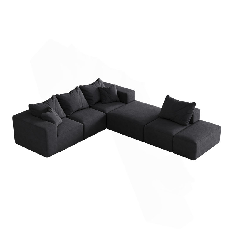 Ensemble de canapé modulaire rembourré Modern, Chenille noir