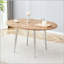 Table de salle à manger extensible ronde avec panneau de fibres à densité moyenne à grain de bois et pieds argentés