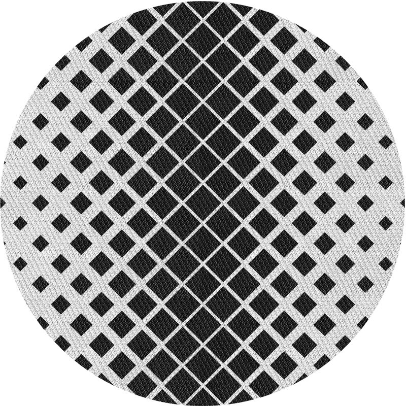 Tapis noir/gris à motifs, Rond 7 pi