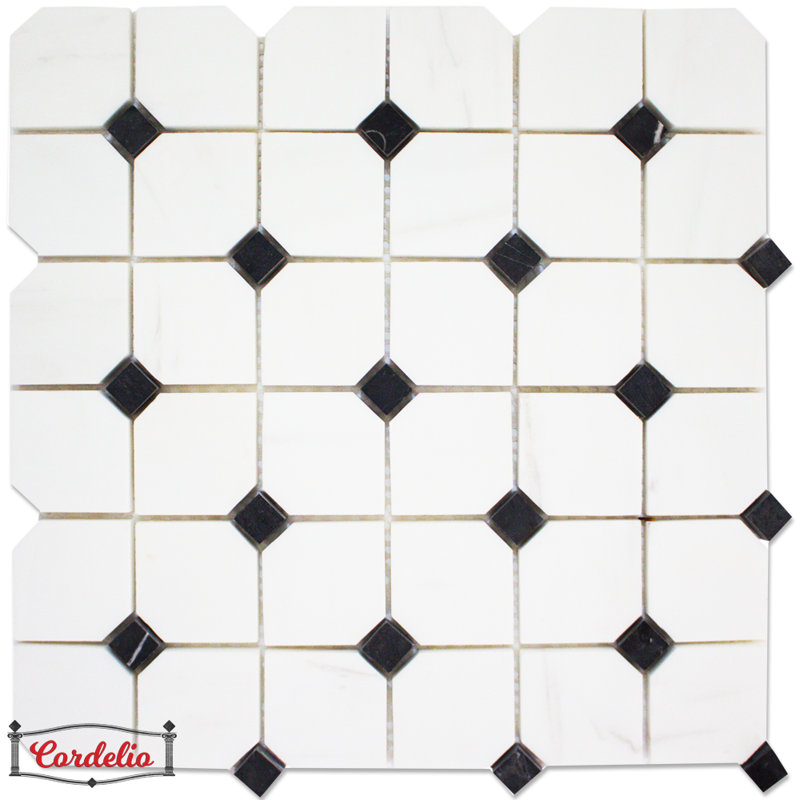 2 po HEX BIANCO DOLOMITE AVEC NOIR