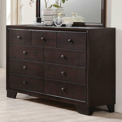 Modern Style 1pc Dresser Nine Drawers Brown Color Finish Bedroom Furniture