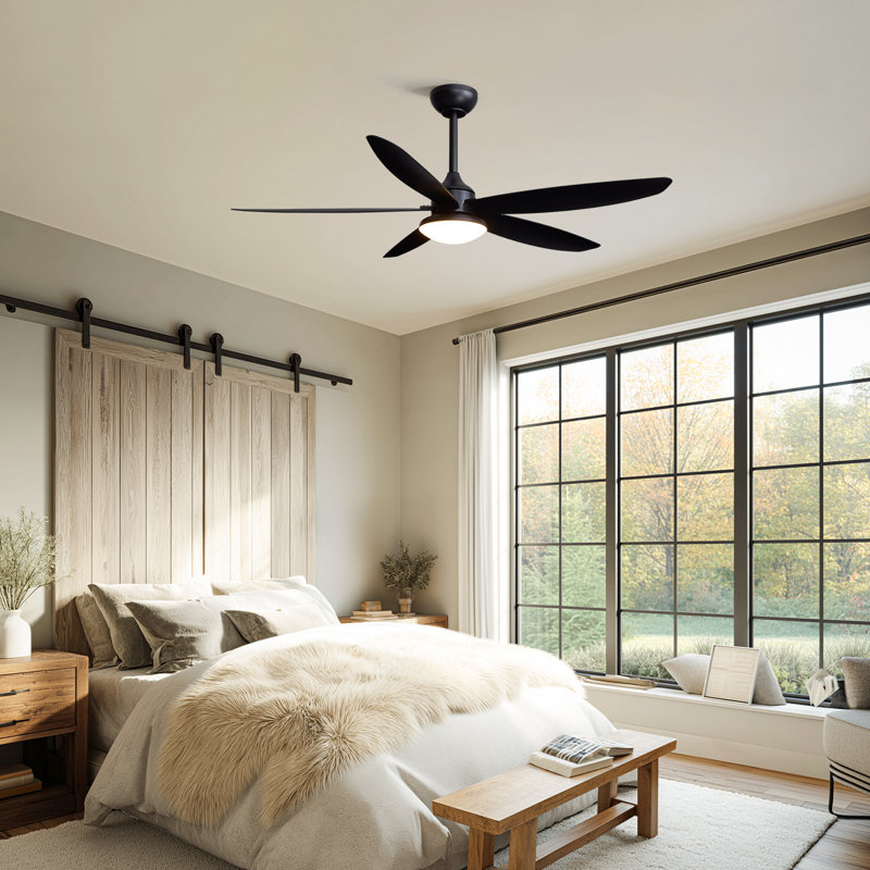 52" 5-Blades Ceiling Fan with Light Black