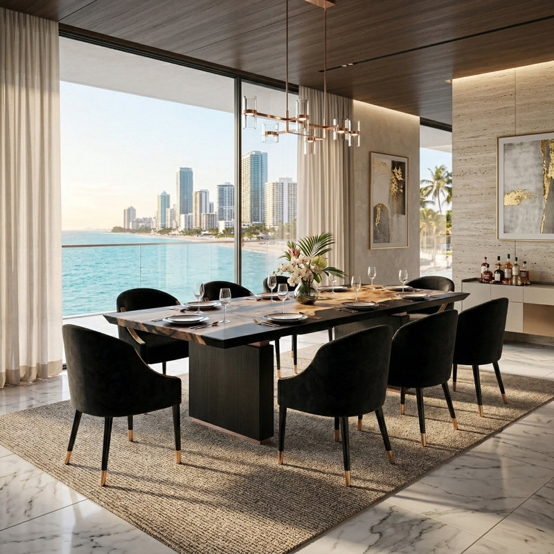 Dining Table, 29.5" H x 48" W x 96" D, Black
