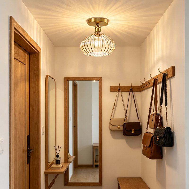 7.99" Glass Semi Flush Mount, Amber