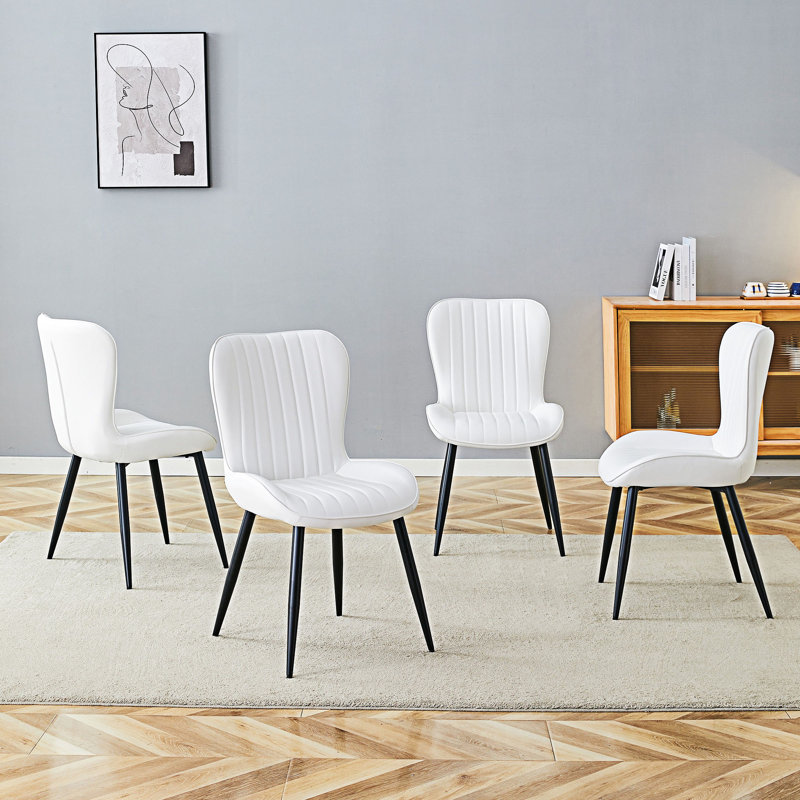 Ensemble de 4 chaises de salle à manger rembourrées, Blanc