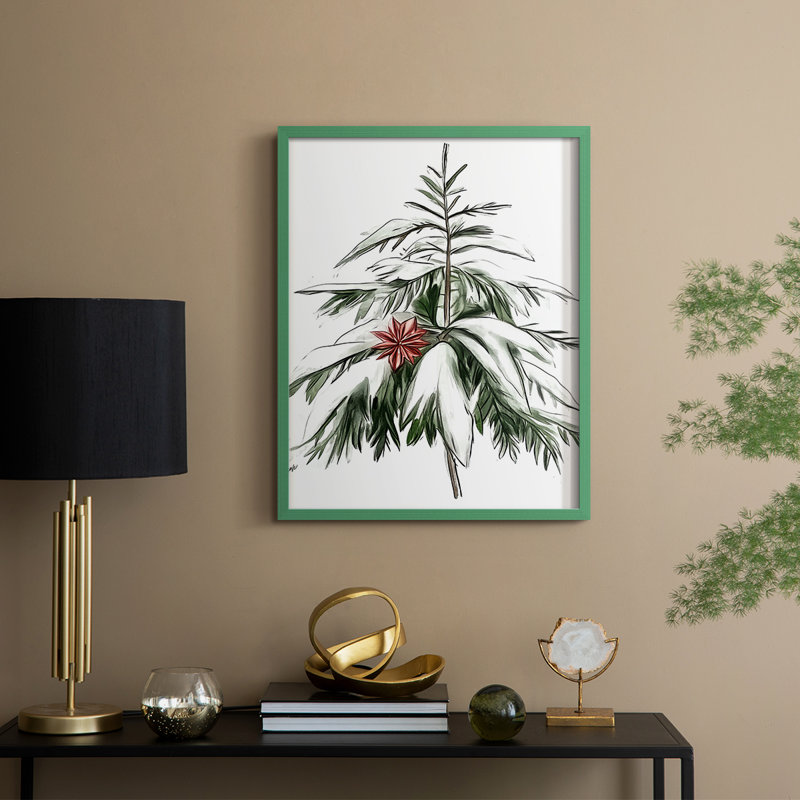«Christmas Holiday Art DCCDXLVII», reproduction d'art encadrée - bois massif, H 11 po x l 9 po, Vert
