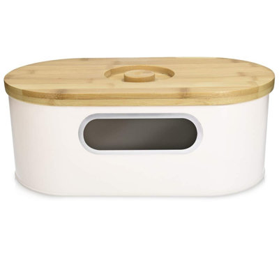 Brotkasten Aus Holz Mit Deckel - Brotbox Zur Aufbewahrung Inkl. Schneidebrett - Brottopf Küche Mit Holzdeckel - Brotbox Bambus Oval