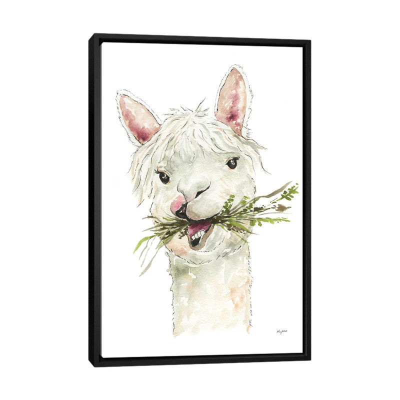 «Llama» par Kelsey McNatt - reproduction d'art, Non mat, H 40 po x l 26 po x P 1,5 po, Toile avec cadre noir