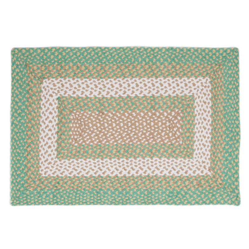 Tapis vert tressé à la main Waterbury Farmhouse, Rectangle 7 pi x 9 pi