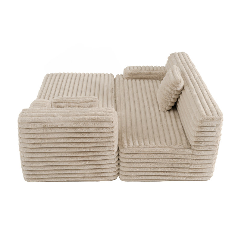 Canapé modulaire 110 po Cloud Free Combinaison Free, Fausse fourrure café clair