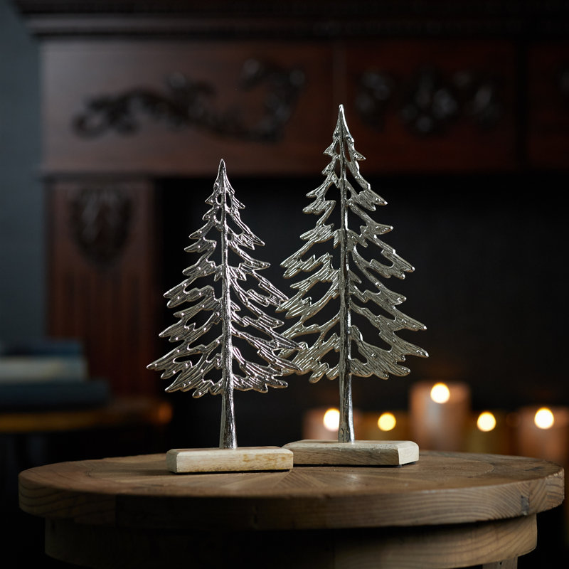 Arbre en métal avec base en bois (ensemble de 2)