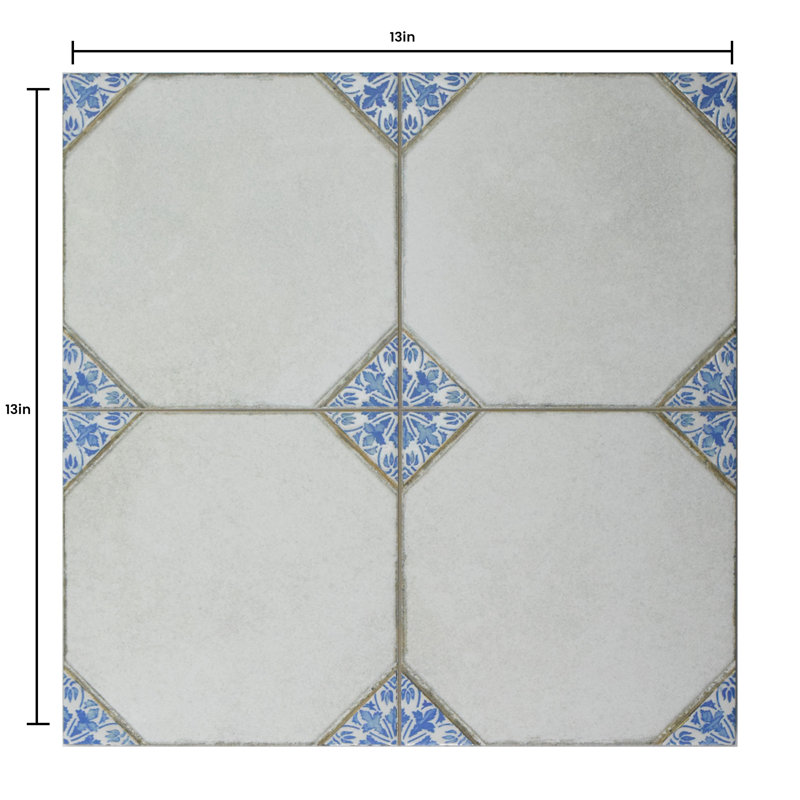 BATCH | Madrid 13" X 13" | Porcelain Floor and Wall Tile, Blue