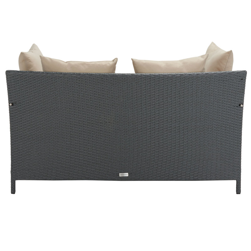 Andromeda Double Chaise Lounge with Cushion, Titanium/Sand