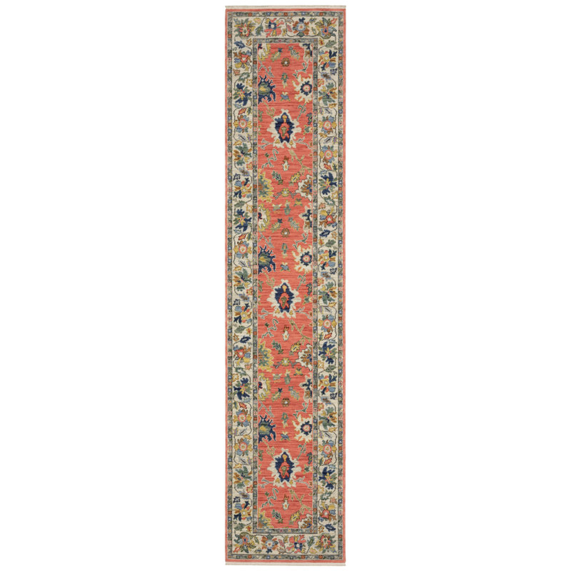 Tapis rose saumon / multicolore Anneli, Tapis de couloir 2 pi 7 po x 12 pi 2 po